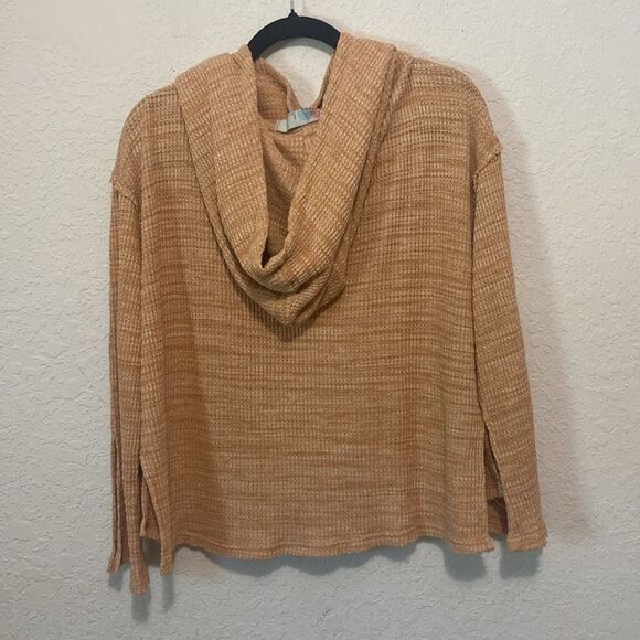 Free People , Erica hoodie waffle top orange size small - Picture 6 of 11